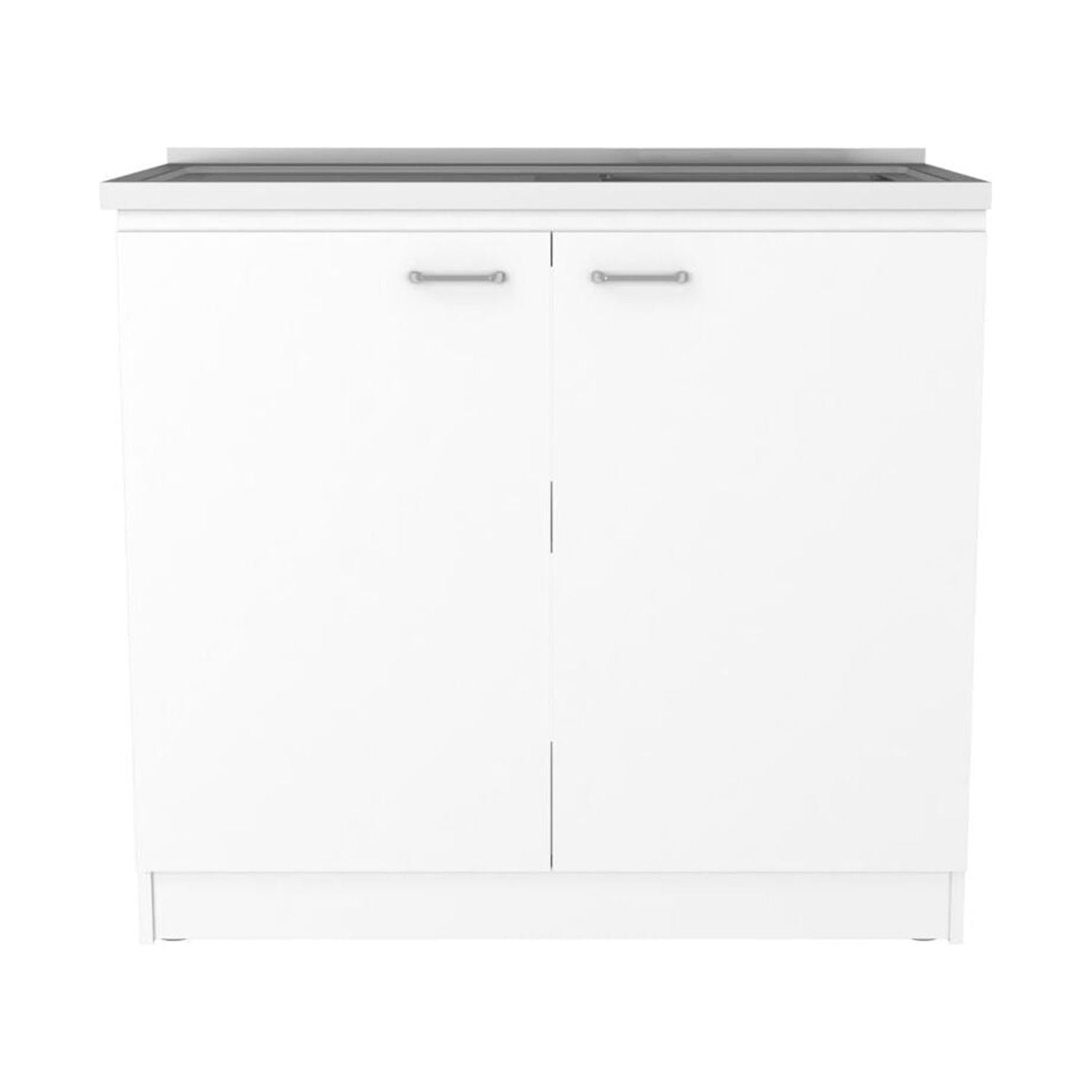 Phoenix 2 Piece Kitchen Set, Cala Kitchen Island + Napoles Utility Sink, White /Light Oak