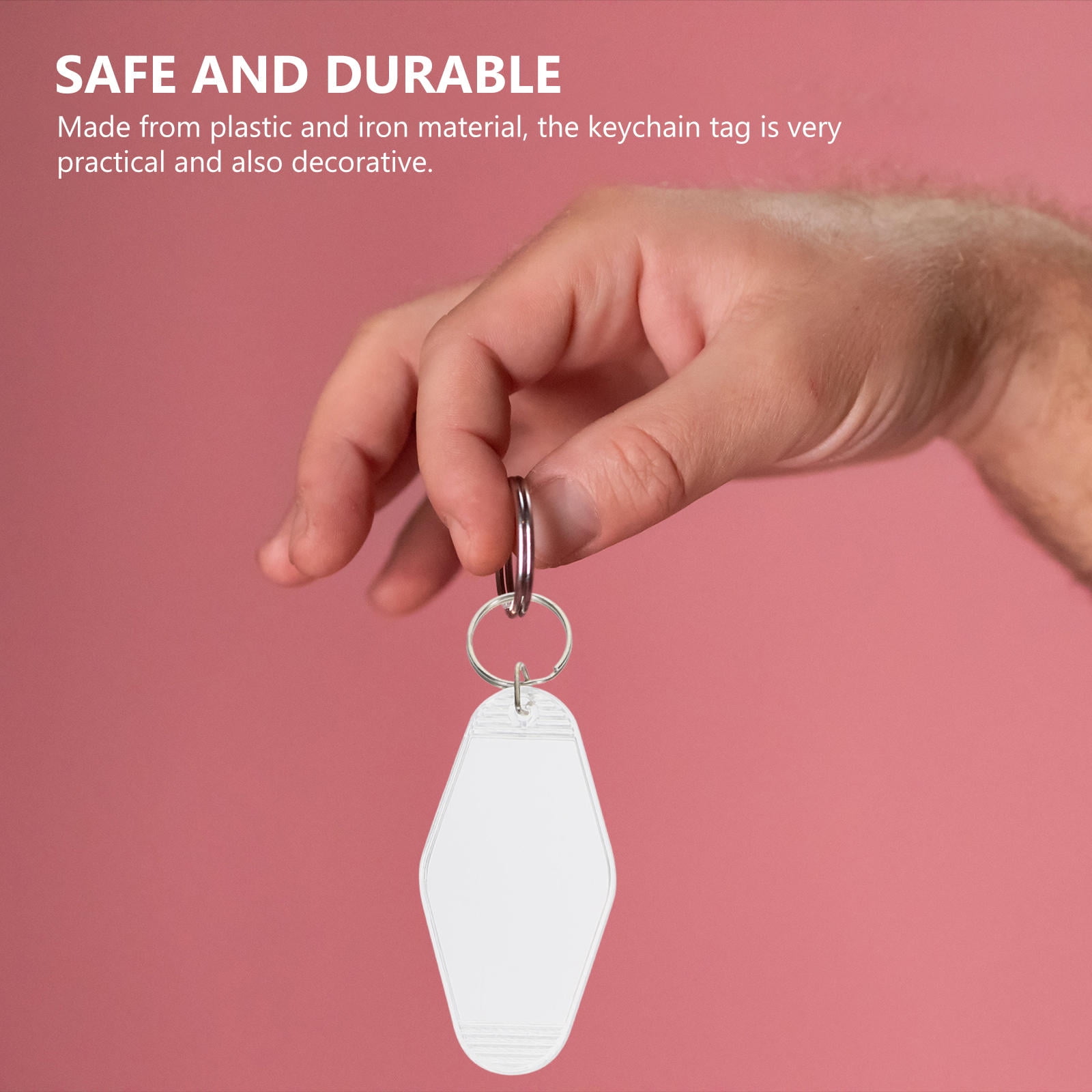 Hemoton 50 Pcs Key Labels Luggage Key Chain Tags Motel Hotel Sublimation Blank Keychains