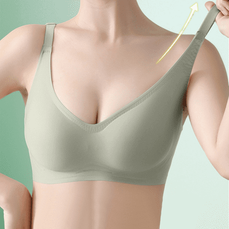 Fulorrnie Bras for Women Comfort Wirefree Push Up Support No Show Sport Seamless Bralette Bra Green XL