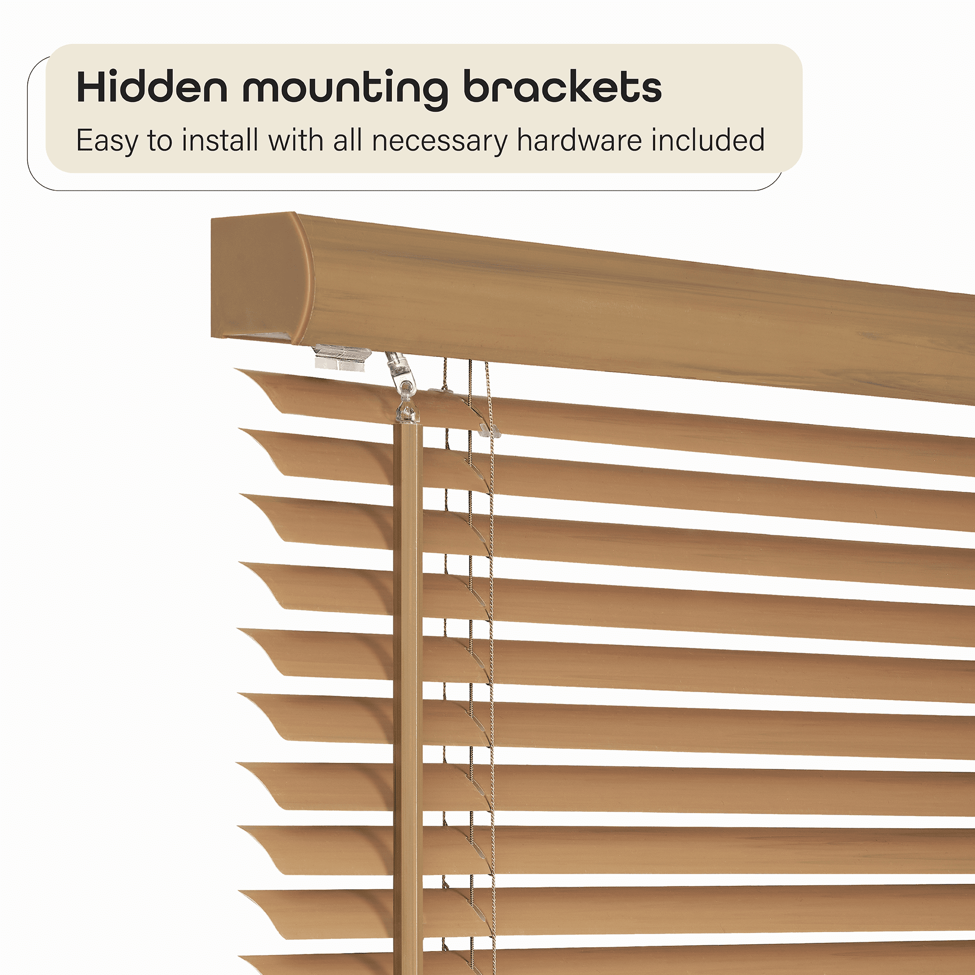 Achim GII Morningstar Indoor Cordless Woodtone Vinyl Light Filtering Window Mini Blind, 64" L x 29" W