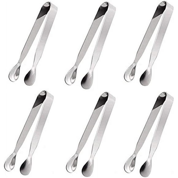 Ice Tongs Sugar cubes Tongs - Stainless Steel Mini Serving Tongs Appetizers Tongs Small Kitchen Tongs for Tea Party coffee Bar (6 PcS)