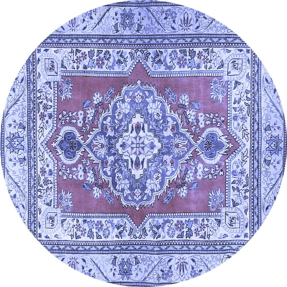 Ahgly Company Indoor Round Persian Blue Traditional Area Rugs, 4' Round
