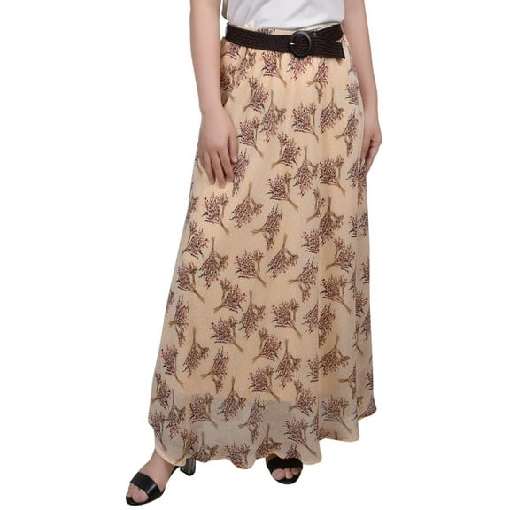 NY Collection Womens Petites Printed Lined Maxi Skirt