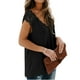 thumbnail image 2 of Camiseta de mujer Encaje Cuello en V Sin mangas Casual Loose Girl Summer Top, Negro, M kenally AP001333-02, 2 of 7