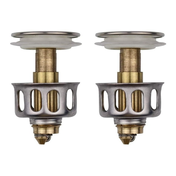 2 Pack Universal Wash Basin Bounce Drain Filter Pop Up Bathroom Sink Drain Plug With Basket Universal Size Sink Drain Stopper Kitchen Sink Strainer