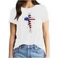 thumbnail image 5 of Summer Independence Day Tops for Womens American Flag Printed Tee Shirts Round Neck Tees Short Sleeve T Shirts Slim Fit Pullover Sweater Blouses Trendy Going Out Clothes, 5 of 7