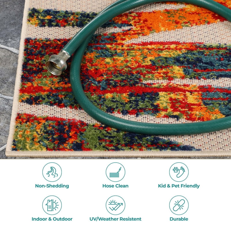 Superior Siesta Leaves Indoor/Outdoor Area Rug, Slate, 4' x 6'