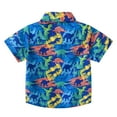 thumbnail image 5 of Toddler Boys Short Sleeve Summer Casual Cartoon Prints Gentleman Tops Hawaii Beach Holiday Floral Shirts T Shirt Blue Size 3-4T, 5 of 7