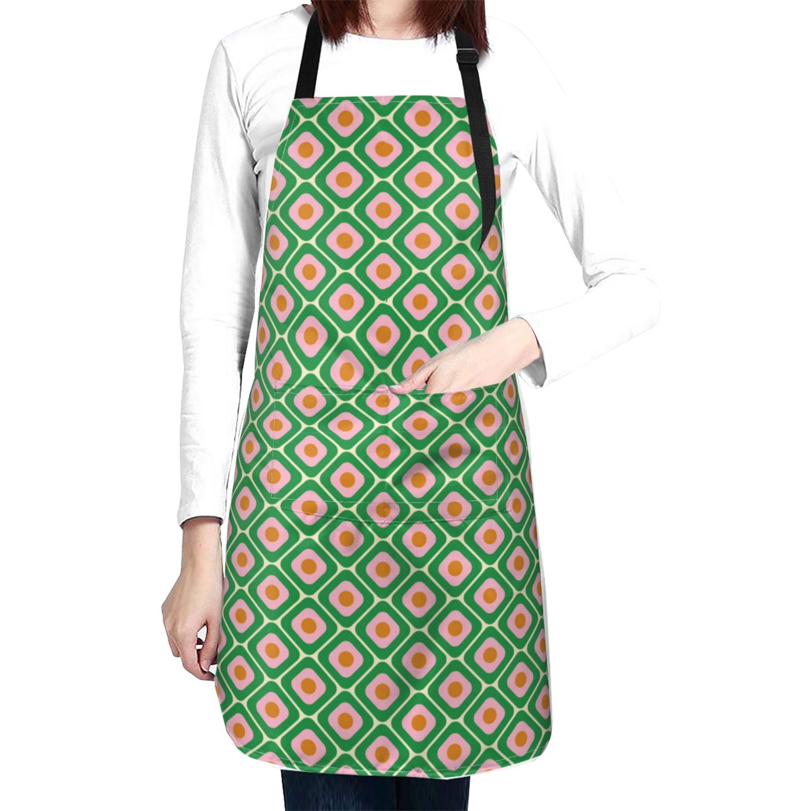 Kdxio 60s and 70s Style Apron with Pockets Adjustable Kitchen Aprons for Men Women Waterproof Aprons for Cooking,Drawing,Crafting, Baking Household Cleaning