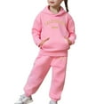 thumbnail image 7 of Bysome Toddler Girls Outfit Set Child Boys Long Sleeve Solid Warm Hoodie Pullover Tops Pants Kids Outfits Sweat Suit Long Sleeve Crew Neck Cute Print Girl 2 Pieces Clothes Set Pink Size 4-5 Years, 7 of 7