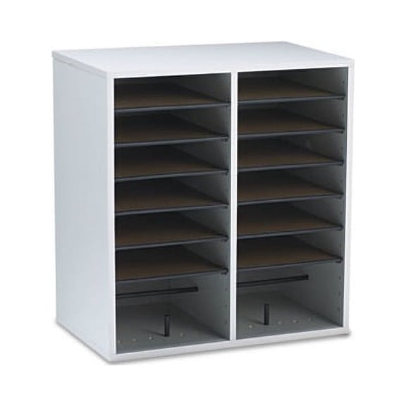 Wood/Laminate Literature/CD Sorter 16 Sections, 19 1/2 x 11 3/4 x 21, Gray Wood