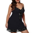 thumbnail image 2 of XMMSWDLA L-6XL Lingerie for Women Plus Size Nighty Womens Lace Satin Nightdress Womens Plus Size Lingerie V Neck Nightwear Satin Sleepwear Lace Chemise Nightgown Nightdresses Slip Lingerie, 2 of 9