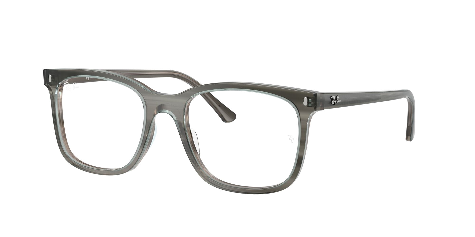 Ray-Ban Unisex Size 51 Square Eyeglasses, Polished Striped Grey/Demo Lens