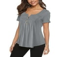 thumbnail image 2 of Tops de Tunique d'Été pour Femmes à Manches Courtes Chemisiers Henley Floraux Décontractés, 2 of 5