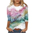 thumbnail image 1 of Wanfds Multicolor Casual Tops For Women Plus Size Crew Neck Three-Quarter Sleeve Top L, 1 of 5