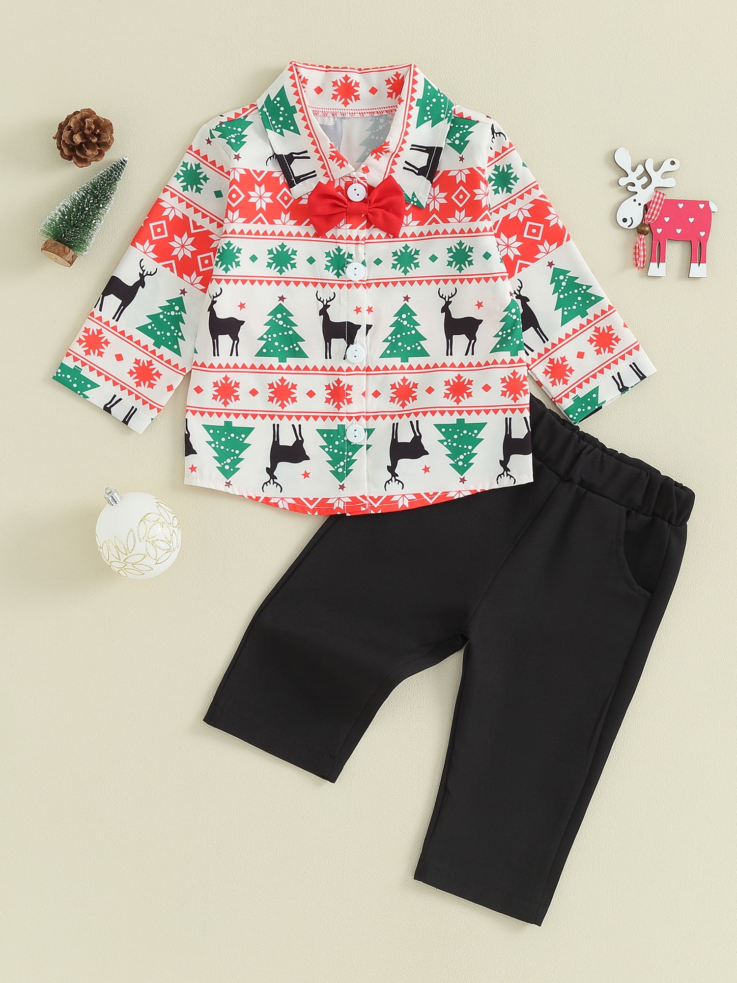 Christmas Toddler Boy Graphic Dinosaur and Snowflake and Letter Print Long-sleeve Pullover