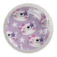thumbnail image 1 of 4 Pcs purple white cat Knobs for Kitchen Cabinet Cupboard Dresser Bookcase Drawer Pulls Handles Round Home Decor, 1 of 5