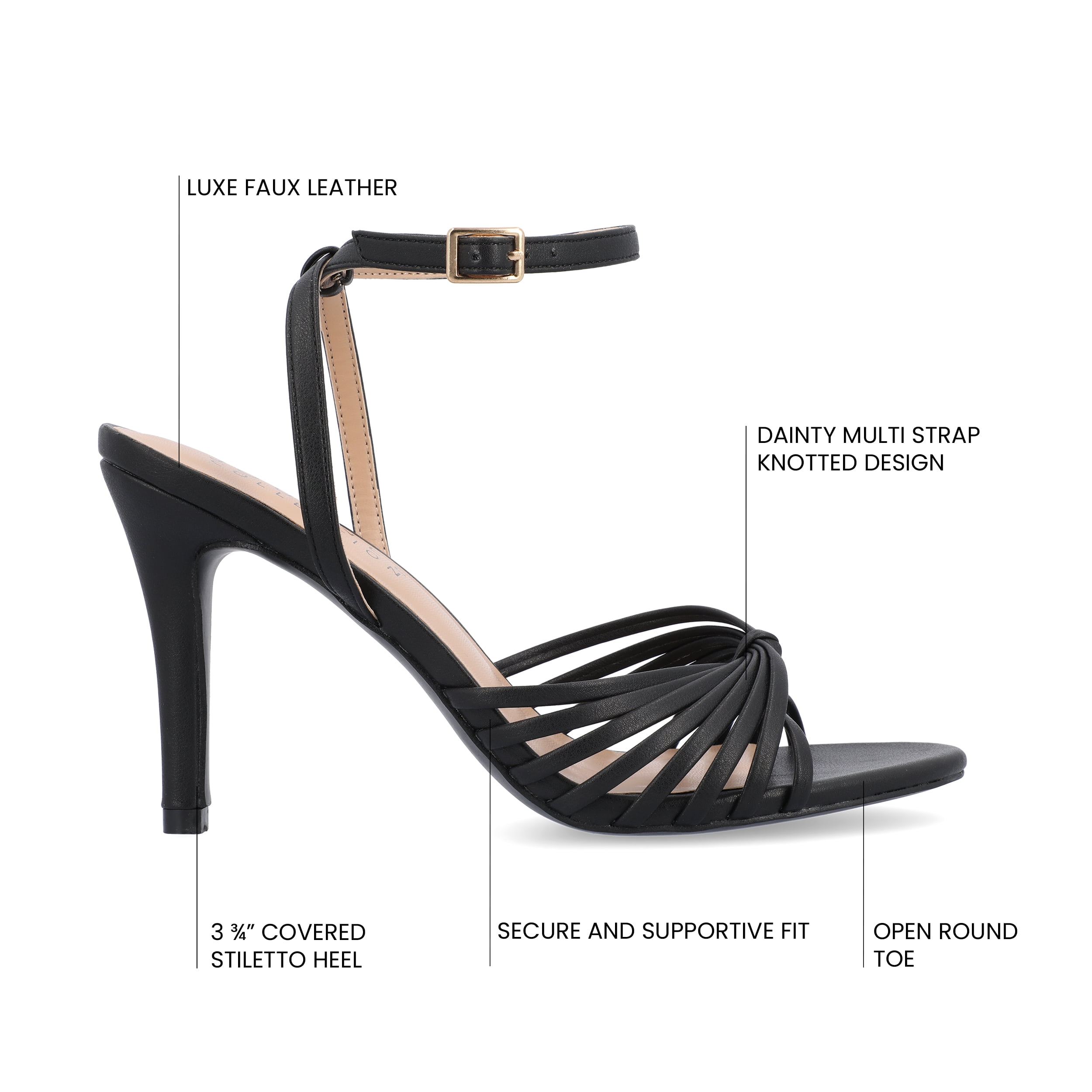 Journee Womens Vanita Multi Strap Stiletto Open Toe Dress Sandals, Widths Available
