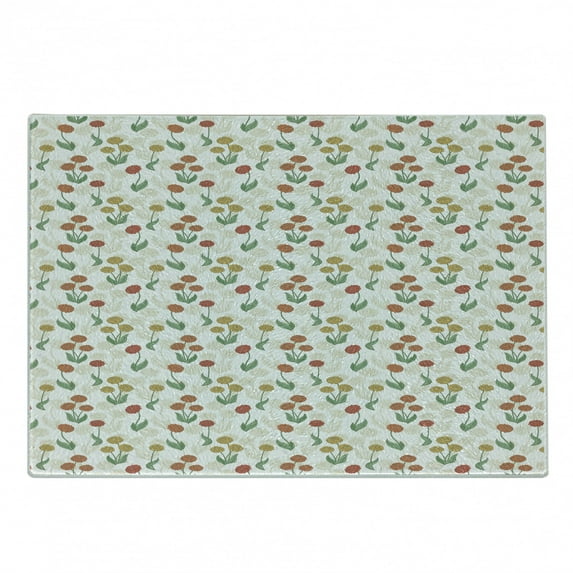 Dahlia Cutting Board, Garden Blossom Peony Flowered and Orchid Dahlias Yard Beauty, Decorative Tempered Glass Cutting and Serving Board, in 3 Sizes, by Ambesonne