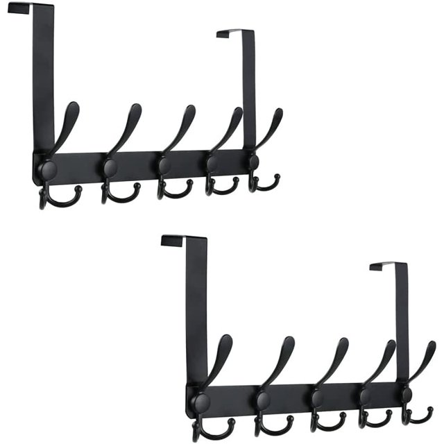 Sobre el gancho de la puerta, sobre el toallero, sobre el perchero para colgar ropa, sombreros, toallas, sobre la grúa de la puerta (2 piezas en negro) JAMW Sencillez
