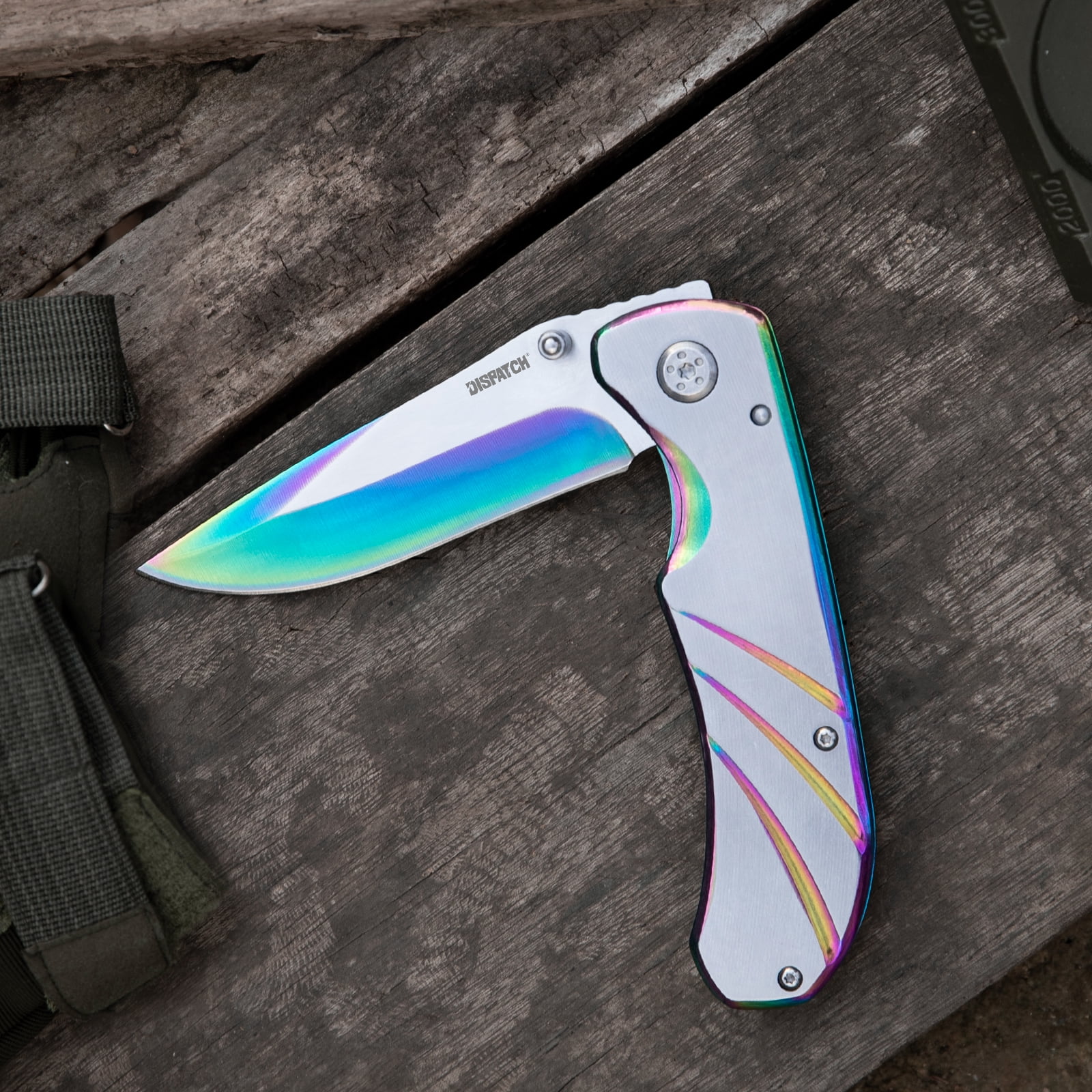 Dispatch 4PCS 4.5” Folding Pocket Knife with Aluminum Handle and Clip, 3Cr Brushed Finish blade, Rainbow