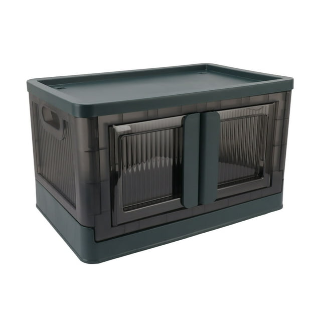 Armario grande de 32 litros con organizador y almacenamiento, transparente, para ropa, juguetes y aperitivos, color verde negruzco.