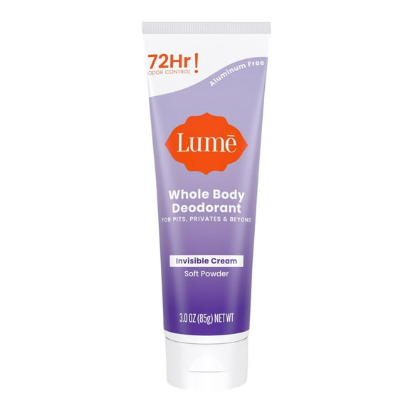 Lume Whole Body Deodorant - Invisible Cream Tube - 72 Hour Odor Control - Aluminum Free, Baking Soda Free, Skin Safe - 3.0 ounce (85g)