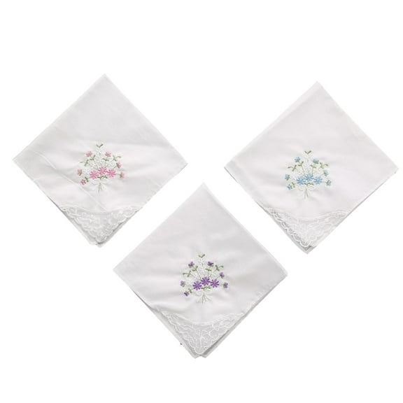 Yauxim Handkerchief 28cm Colorful White Lace Embroidered Handkerchief Square Towel Cotton Soft Embroidered Ladies Handkerchief for Party