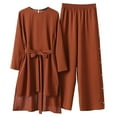 thumbnail image 4 of Women's Casual Solid Retro Plus Size Shirt High Waist Loose Long Pant Suit Womans Capris, 4 of 4