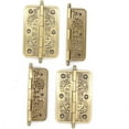 thumbnail image 3 of 4 PCs Embossed Brass Hinges - Decorative Flap Hinges with Flower Patterns for Wooden Chest Trunck Cabinet Cupboard, Plate Length 2.6" (65 mm), 3 of 7