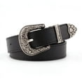 thumbnail image 1 of Xiao Hua Cinturón vaquero clásico unisex de cuero de 2,8 cm de ancho (negro), talla única, 1 of 5