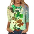thumbnail image 2 of successthop St Patricks Day Women's Plus Size Tops with 3/4 Sleeves Green Crew Neck Polyester Casual St. Patricks Day Blouse Tops for Irish Themed Gifts 2XL, 2 of 5