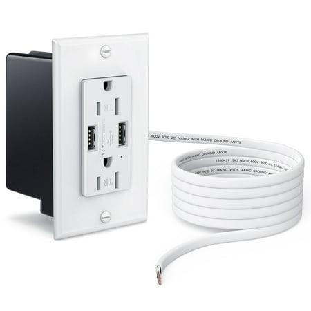 in-Wall Outlet Relocation Kit Recessed Power Box with 2 AC/USB Ports & 8 ft Extender, Hide TV Cords & Cables, Tool-Free Installation for Unreachable Outlets, White