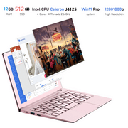 TOPOSH 10.1 inch Mini Pink Laptop,Windows 11,12 GB+512 GB SSD,4-Core Processor,Intel J4125,Expandable to 2 TB,Bluetooth WiFi,Pink,Portable