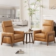 thumbnail image 6 of Push Back Recliner Chair, Comfy Armchair PU Leather Living Room Chairs with Wood Legs Adjustable, Camel, 6 of 8