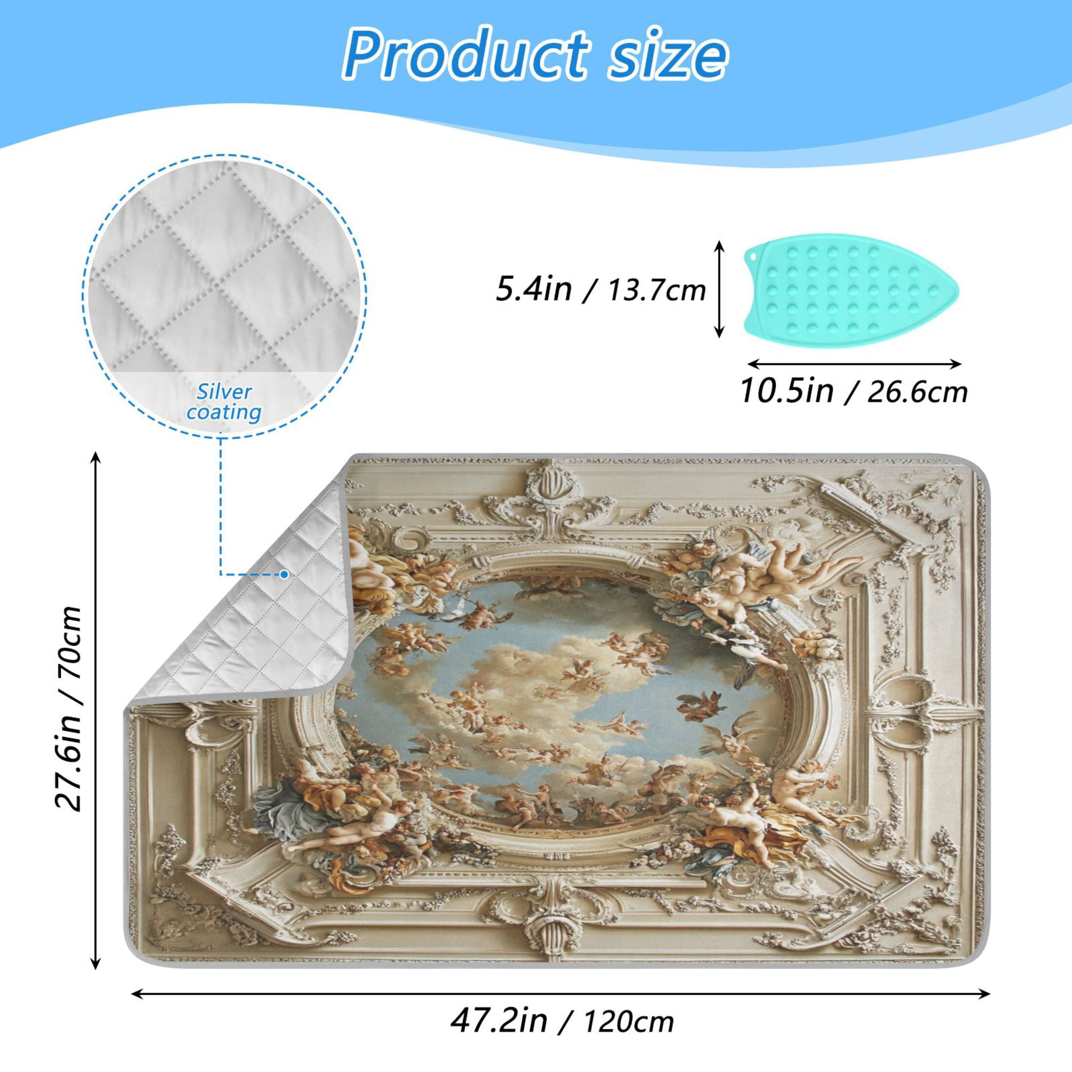 Wobogo The Baroque Pattern Ironing Mat Blanket Quilted Washer Dryer Heat Resistant Pad Foldable for Easy Storage