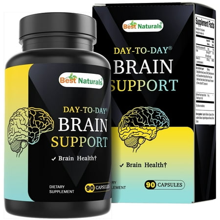 Best Naturals Day-to-Day Brain Support Supplement with Ginkgo Biloba, DMAE, Bacopa, Green Coffee, Phosphotidyl Serene, Alpha GPC, Huperzine A, Folate, B6, & B12 90 Veg Capsules