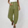 thumbnail image 2 of DHFJKG Tapered Linen Pants Women High Waisted Casual Drawstring Loose Fit Summer Harem Ankle-Tied Pants Trendy Trousers, 2 of 4