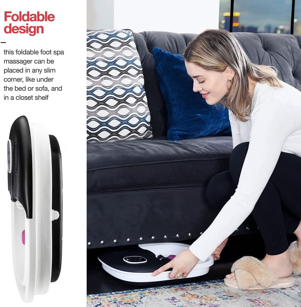 Foot Spa Massager with Collapsible option, Heat, Jets and Remote Control, Pumice Stone, Bubbles and Vibration Button - Medical King Usa