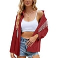 thumbnail image 2 of Womens Sparkly Fringe Button Down Shirt Top Country Concert Nashville Western Cowgirl Outfit Wine Red XXL, 2 of 5