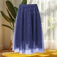 thumbnail image 6 of LNWUY Sequin Midi Tulle Skirts for Women, A-line Elastic High Waist Summer Mesh Glitter Party Skirt with Lining Blue S, 6 of 6