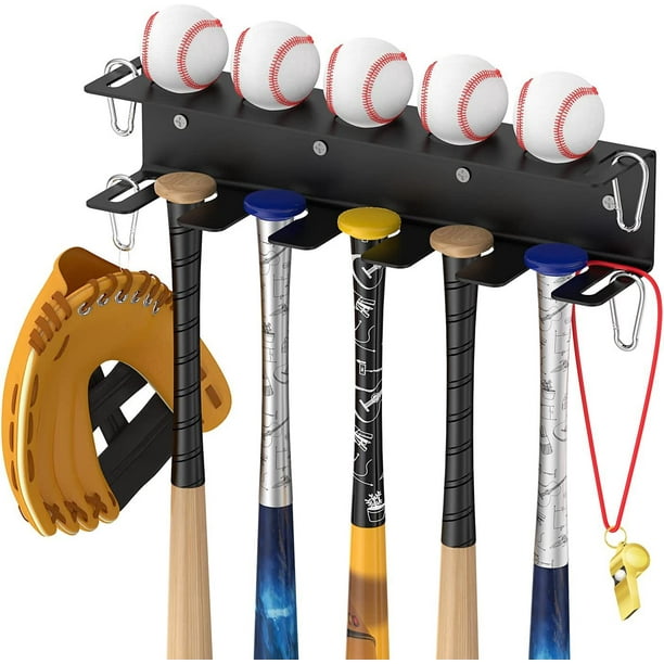 1 soporte de pared para bate de béisbol, organizador horizontal para colgar bates, soporte para bate de béisbol de acero metálico, soporte para recuerdo de bate, estante de almacenamiento para bate so