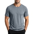 thumbnail image 5 of Sports Shirts for Men Thin Lightweight Summer Slim Stretch Ice Silk Breathable Short Sleeve Tees Loose Crew Neck Casual Running Workout Solid Color Tops, 5 of 6