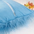 thumbnail image 4 of Unique Bargains Faux Fluffy Zipper Closure Cushion Covers Throw Pillow Covers (2 Count) Light Blue 18" x 18", 4 of 6