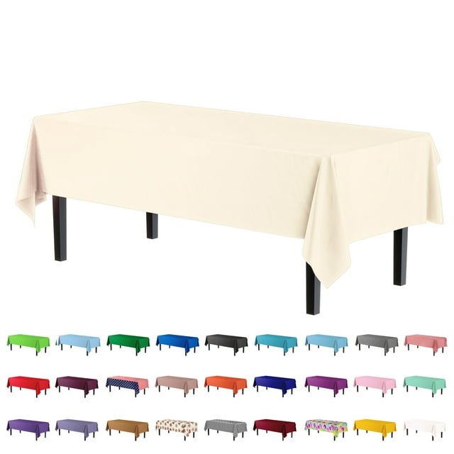 Exquisite Nappe en Plastique Ivoire - 54 Pouces x 108 Pouces - Usage Intensif - Jetable - Unité Unique