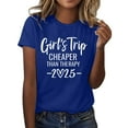 thumbnail image 5 of Holzkary Girls Trip Cheaper Than Therapy Shirt Womens Funny Letter Print Short Sleeve Tshirt Casual Vacation Traveler Tee Tops Girl's Trip 2025 T Shirt Women's Round Neck Short Sleeves Blue L, 5 of 5