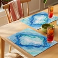 thumbnail image 4 of Teal Blue Ombre Marble Placemats Set of 12 Abstract Art Marble Fluid Place Mats Indoor Wipeable Table Mats Washable Cloth Dining Table Placemats for Kitchen Holiday Party Home Decor 13x19 Inch, 4 of 9