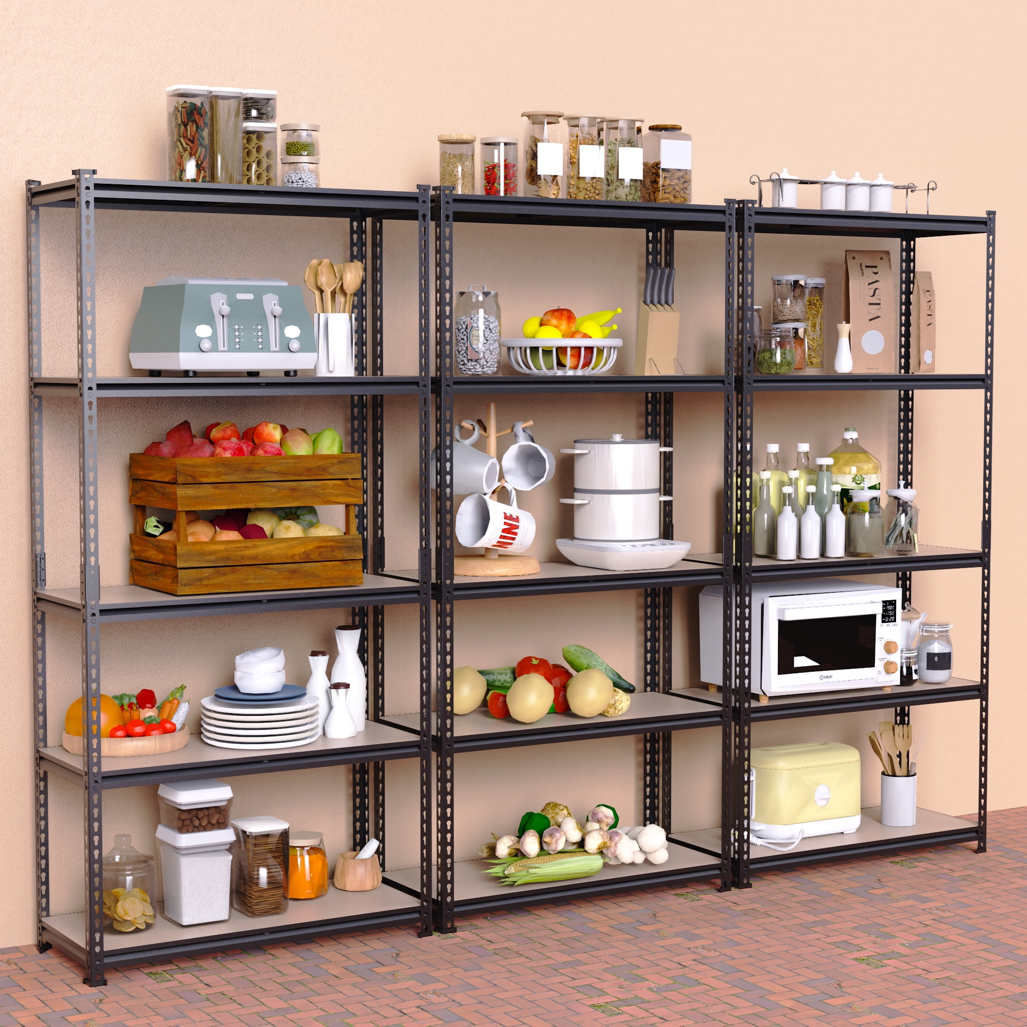 ZEUKMXOO Heavy Duty Shelving Unit - 5 Tier 2000LB Capacity Metal Garage Storage Shelves for Organization, Adjustable Steel Rack for Garage, Closet, Pantry, Warehouse (60" H×28.5" W×11.8" D)