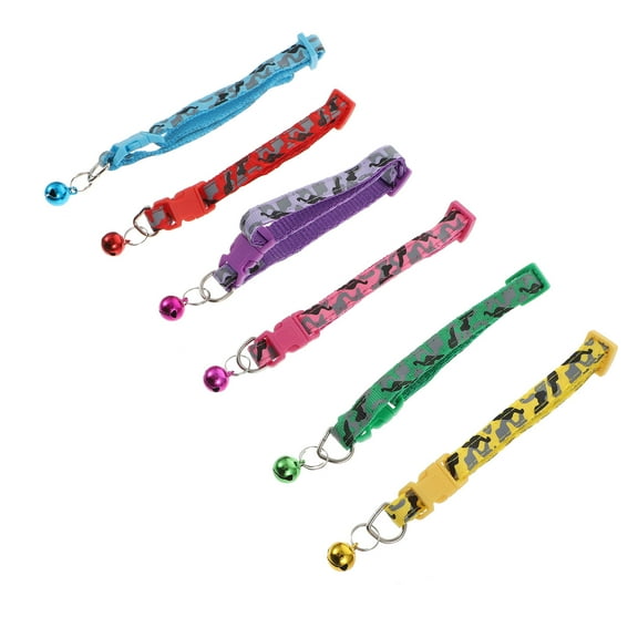 LULULION 6pcs Patterned Pet Collars with Bells Comfortable and Durable for Cats and Dogs Vibrant Colors