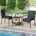 thumbnail image 4 of Costway 3 PCS Patio Furniture Set with 2-Tier Table Tempered Glass Tabletop & Soft Cushions Black, 4 of 10